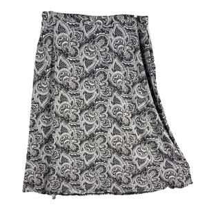 JONES STUDIO Separates Skirt 2X Floral Grey-White ALine PullUp Midi Long Stretch